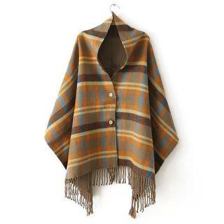 Plaid Buttoned Cape