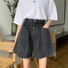 Wide-le Denim Shorts