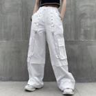 Straight-cut Cargo Pants White - One Size
