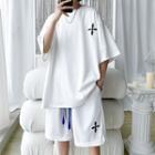 Set: 3/4-sleeve Cross Accent T-shirt + Shorts