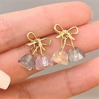 Bow Bell Drop Earring 1 Pair - 925 Silver - Gold - One Size