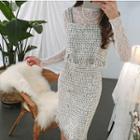 Sleeveless Fringed-detail Tweed Dress