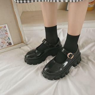 Patent Buckled Platform Mary Jane Shoes