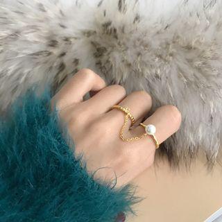 925 Sterling Silver Double Ring K460 - Double Ring - Gold - One Size