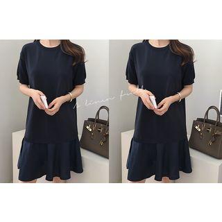 Mock Tow-piece Ruffle-hem Dress