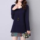 Floral Print Panel Knit Dress