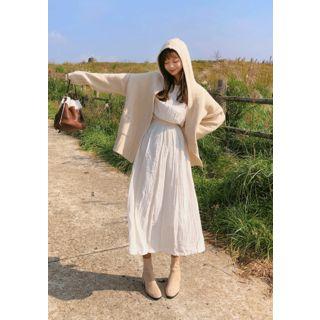 Gathered-waist Crinkled Long Dress