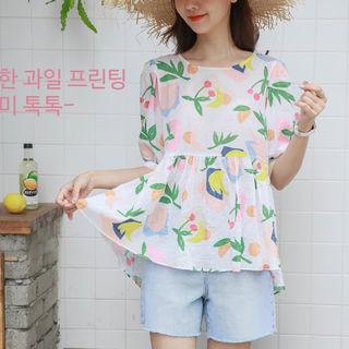 Dip-back Floral Peplum Blouse