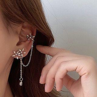 Non-matching Faux Crystal Flower Earring 1 Pair - As Shown In Figure - One Size