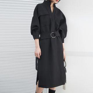 V-neck Midi Dress With Sash