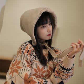 Fleece-lined Back Slit Bucket Hat Beige - M (56-58cm)
