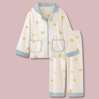 Dot Print Coral Fleece Loungewear / Set