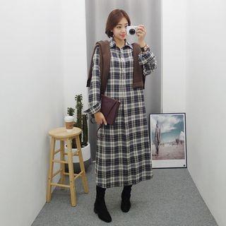 Plus Size Plaid Maxi Shirtdress
