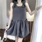 Sleeveless Bow Accent Mini A-line Dress Gray - One Size