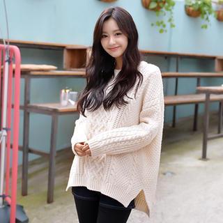 Wool Blend Cable-knit Top