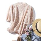 Puff-sleeve Floral Knit Top