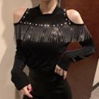 Fringe Long-sleeve T-shirt Black - One Size