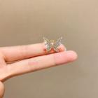 Butterfly Rhinestone Alloy Cuff Earring A277 - 1 Pc - Gold - One Size