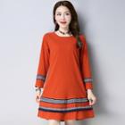Embroidered Applique Long Sleeve Dress