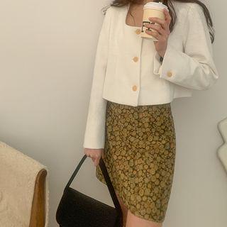Zip-up Floral Print Mini Skirt