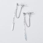 925 Sterling Silver Chained Dangle Earring S925 - 1 Pair - Silver - One Size