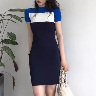 Color Block Short Sleeve Shift Dress
