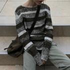 Long Sleeve Striped Color-block Sweater