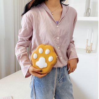 Faux Leather Cat Paw Crossbody Bag