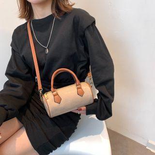 Crocodile Faux Leather Barrel Bag