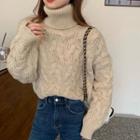 Turtleneck Chunky Knit Cropped Sweater