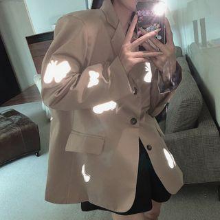 Reflective Butterfly Print Single-breasted Blazer