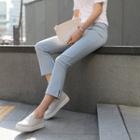 Band-waist Slit-side Boot-cut Pants