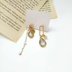 Non-matching Faux Pearl Faux Crystal Drop Earring 1 Pair - Gold - One Size