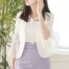 Bell-sleeve Open-front Slim-fit Chiffon Jacket