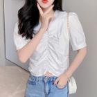 Puff-sleeve Wide-collar Crop Top