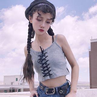 Lace Up Detail Cropped Camisole Top