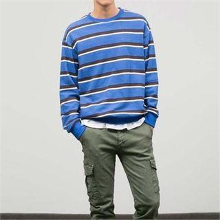 Colored Round-neck Stripe T-shirt
