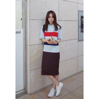 Color-block Rib-knit Dress