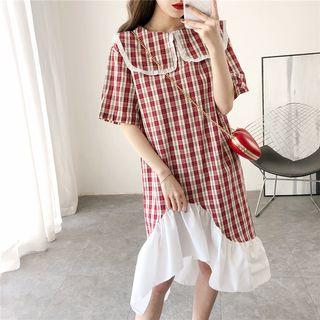Ruffled-trim Plaid Dress
