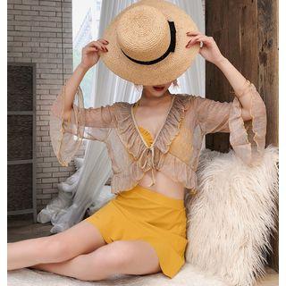 Set: Bikini + Ruffle Top + Skirt