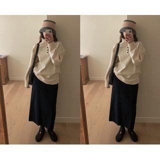 Drawcord Corduroy Long H-line Skirt