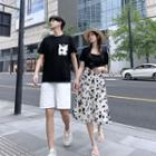 Couple Matching Mock Two-piece Midi A-line Dress / T-shirt / Shorts / Set
