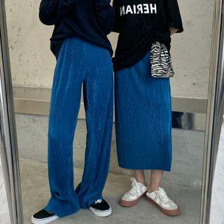 High-waist Plain Straight-cut Pants / High-waist Plain Skirt