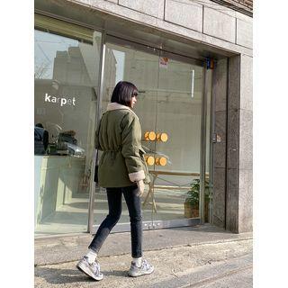 Dumble-collar Drawstring-waist Jacket