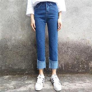 Cropped Cuffed Slim-fit Jeans