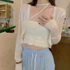 Cropped Cardigan / Strappy Camisole Top