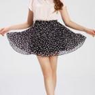 Heart Print Pleated Skirt