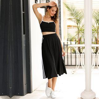 Set: Cropped Camisole Top + Midi A-line Skirt