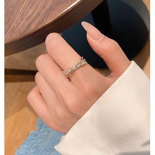 Cz Crisscross Open Ring Gold - One Size