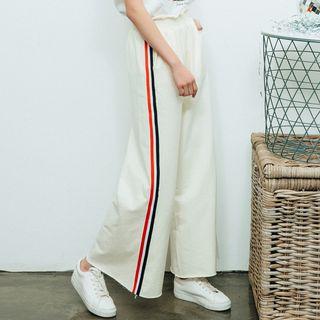 Striped Applique Wide Leg Pants